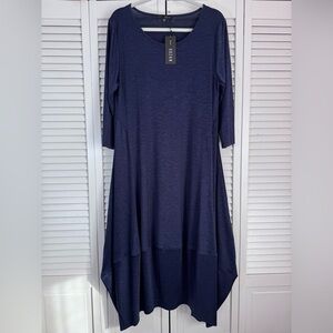 Kozan Demi Midi Dress Bell Tulip Shape Navy Size Large NWT